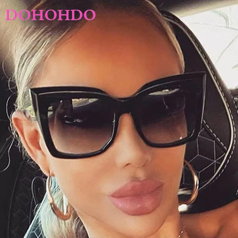 

DOHOHDO Vintage Large Box Cat Eye Sunglasses Women Men Punk White Sun Glasses Female Outdoor Shades Fashion Trendy Eyewear UV400
