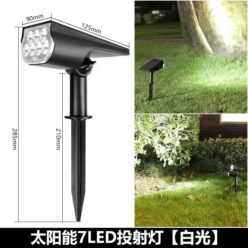 Foco Solar de 2/7LED para jardín, lámpara alimentada por energía Solar, ajustable en el suelo, IP65, impermeable, luz de pared para paisaje,