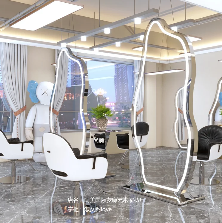 Barber shop mirror, hair salon dedicated double-sided hair salon, floor to ceiling hair cutting, full body mirror