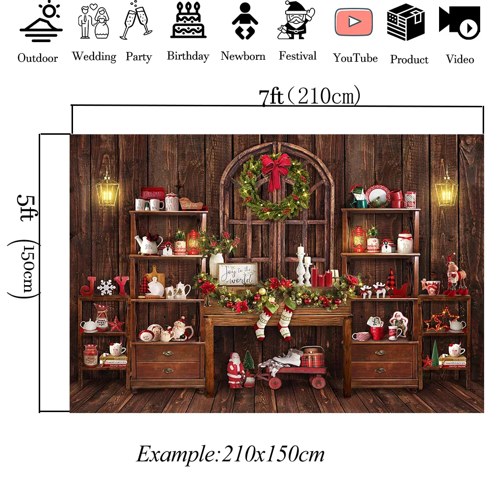 크리스마스 찬장 장식 나무 배경 화환 빨간 양말, 산타 클로스 스튜디오 사진 배경, 신생아 베이비 샤워 사진