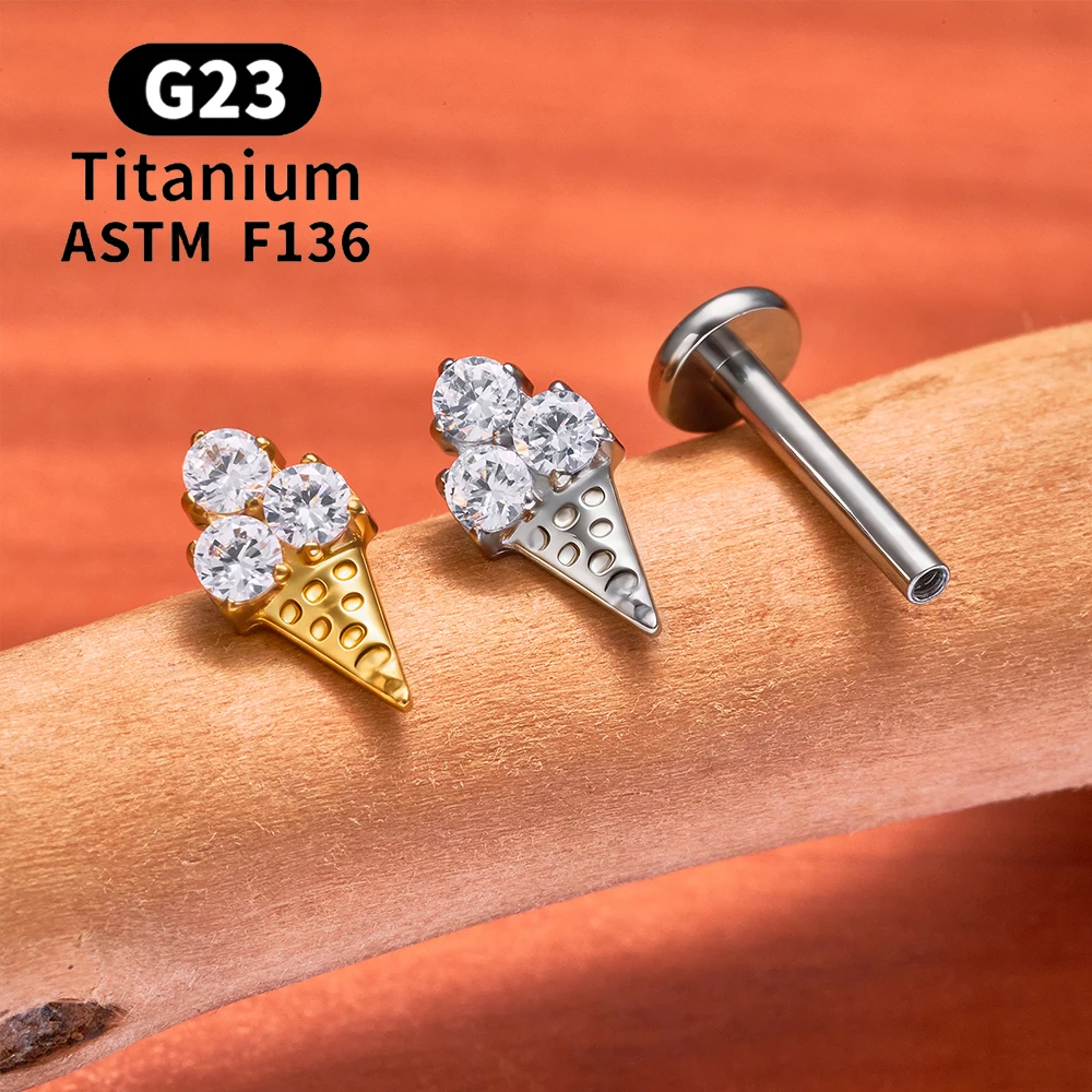 ASTM F136 Titan Muschel-Ohrstecker 16G CZ Flacher Rücken Labret Lippenstecker Helix Knorpel Tragus Ohrläppchen Ohrpiercing Schmuck – Detail 16