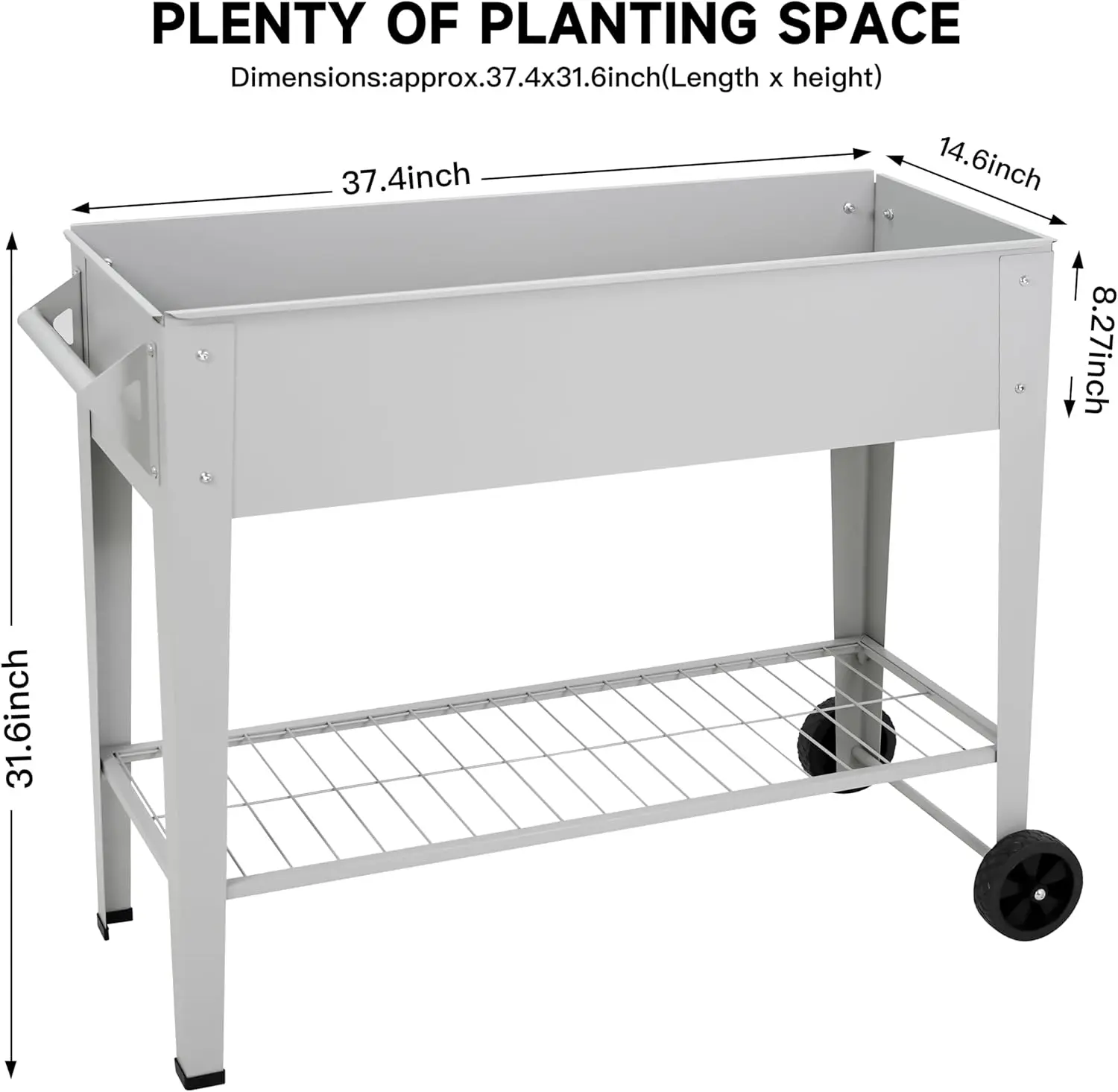 Raised Garden Bed on Wheels 32in Tall Mobile Planter Box for Vegetables Herbs Flowers Patio Backyard with Shelf Heavy Duty view 4