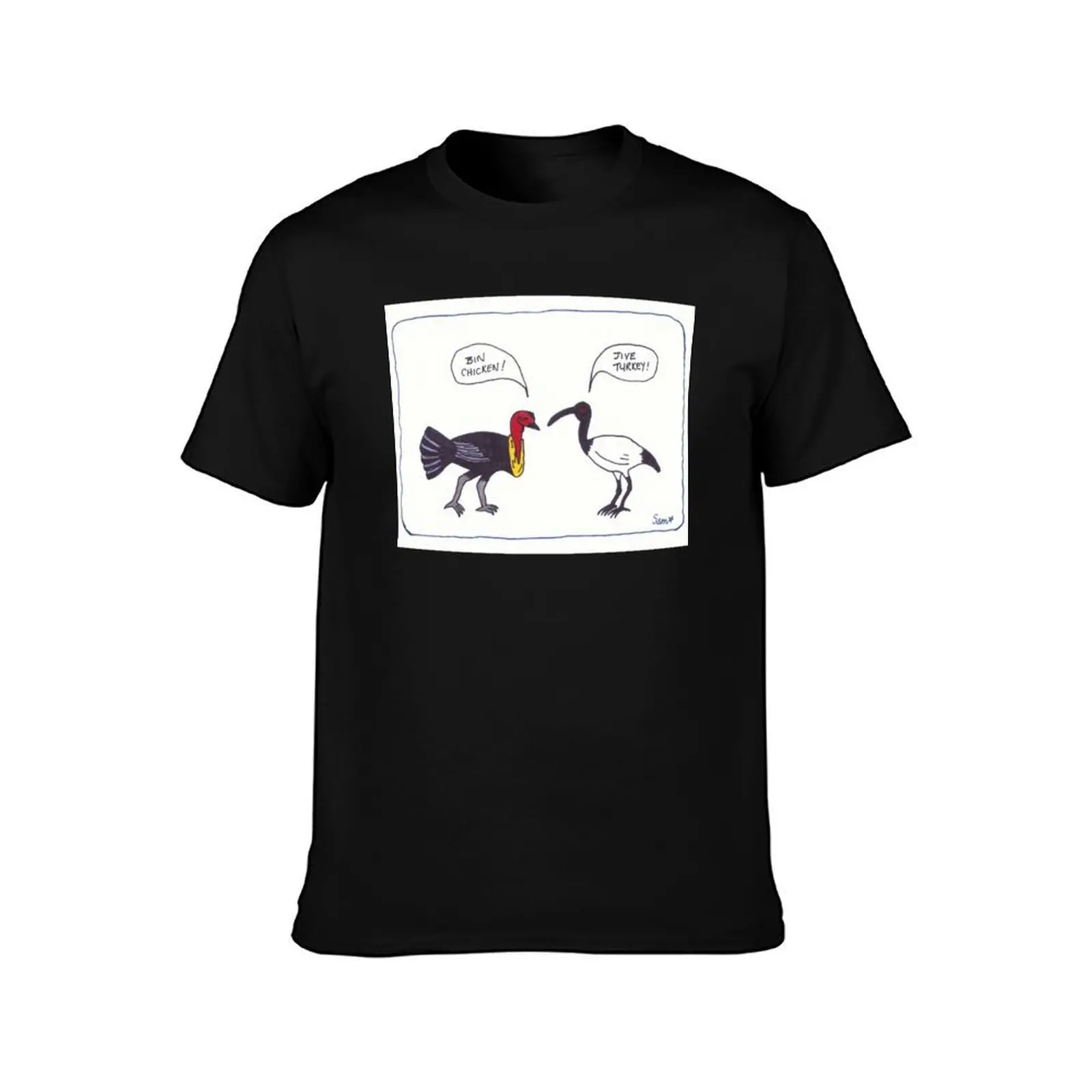 Bin Chicken Jive Turkey T-Shirt, Summer Casual Cotton Tee, Oversized Streetwear Tops, Vintage Graphic Print, Unisex Men Women