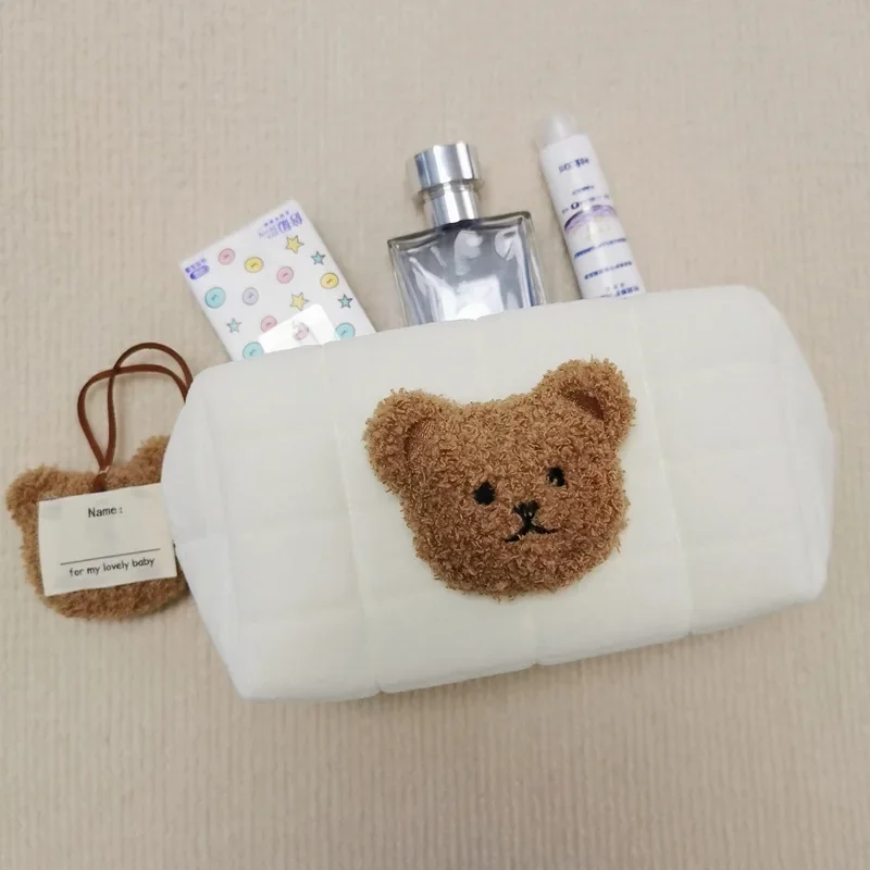 Portable Cute Bear Baby Toiletry Bag Make Up Cosmetic Bags Diaper Pouch Baby Items Organizer Reusable Cotton Cluth Bag for Mommy