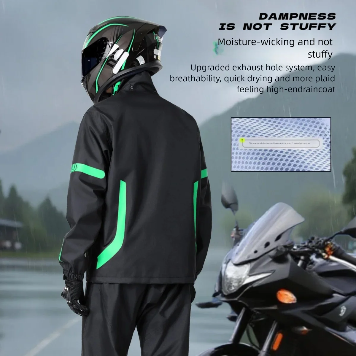 

Мотоциклетный костюм, мужской непромокаемый комплект из двух предметов дождевика для всего тела