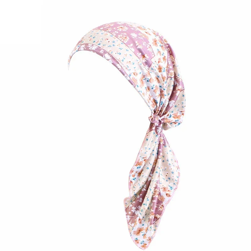 Novas mulheres impressão pré-amarrado chapéu turbante muçulmano interior hijab quimio boné perda de cabelo cauda longa lenço bandana bonnet gorros