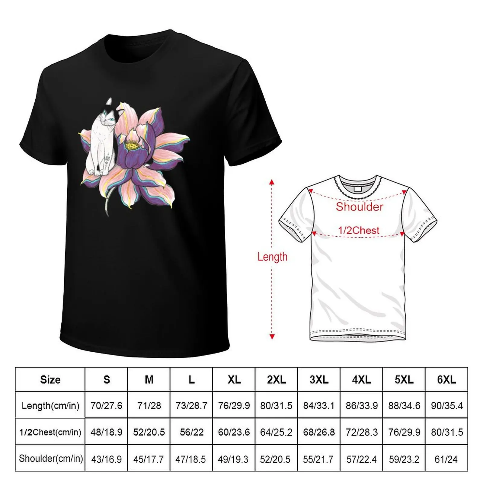 Lotus Cat T-Shirt plain man clothes plus size clothes anime shirts men