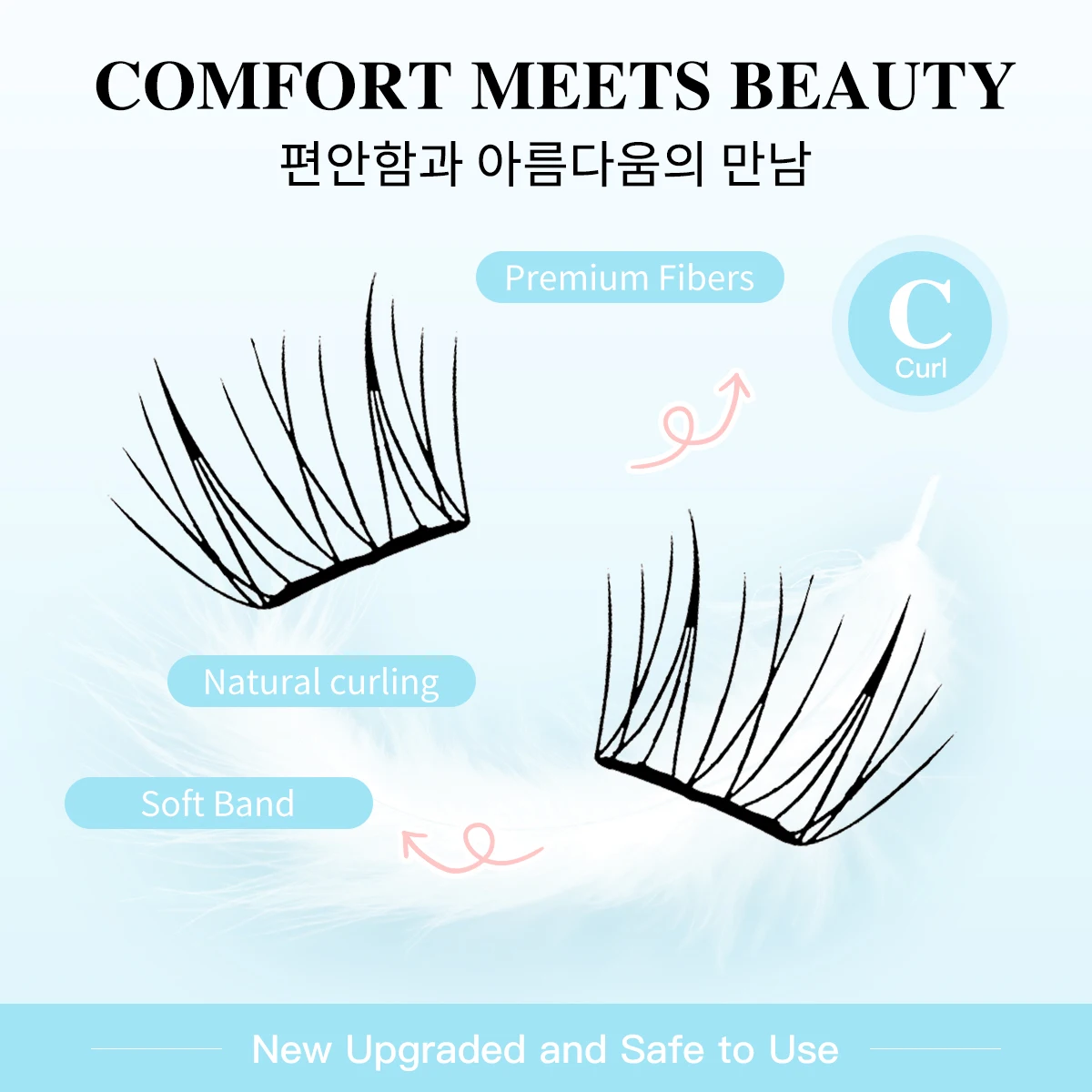 Ultra Cienkie Sztuczne Rzęsy z Imitacji Norek Bez Kleju, 8 Rzędów, Oddychające, Segmentowe Rzęsy z Płynnym Klejem, Wygodne do Noszenia Cały Dzień dla Dziewcząt