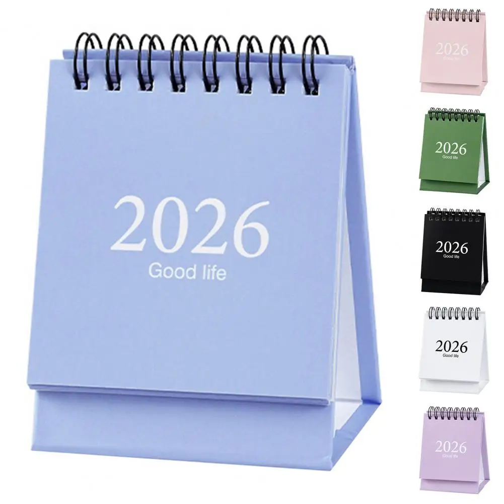 Office Desktop Accessory 2026 Desk Calendar 2026 Mini Desk Calendar with Stickers Portable Standing Flip Desktop for Home