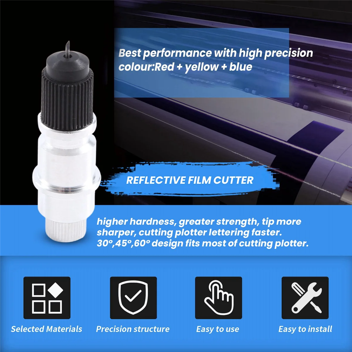 ฐานยึดใบมีดพร้อมเครื่องบดเนื้อไฟฟ้า18ชิ้น (30/45/60องศา) สำหรับภาพเงาจี้1 2 3/แนวตั้ง /curio/graphtec 6000 /ce