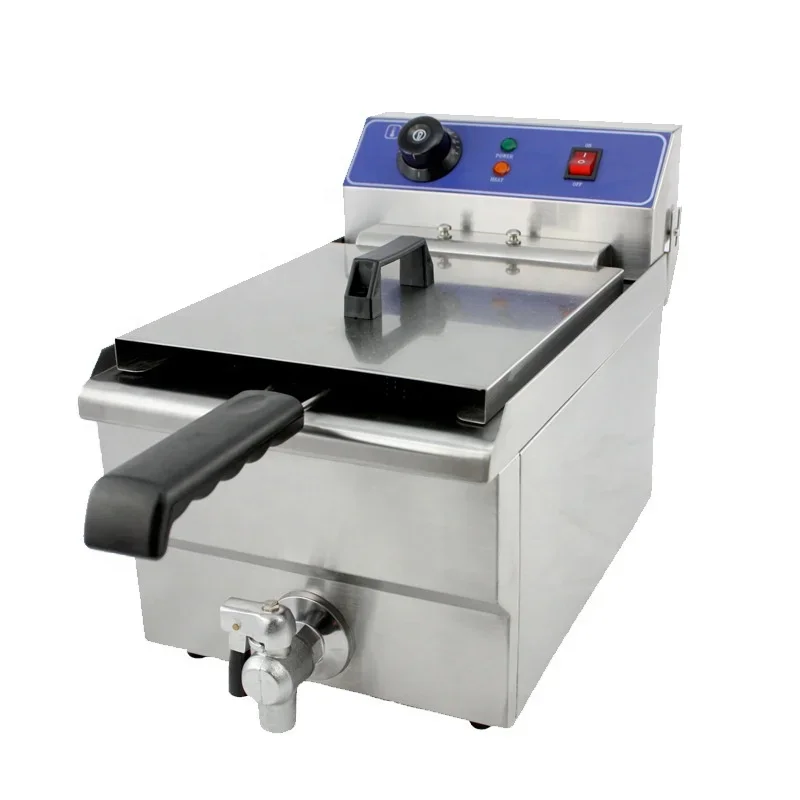 Deep Fryer  with tap Electric Commercial SS201 Deep Fryer CE Professional Mcdonalds Chips Frier Industrial