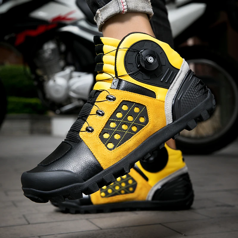 

Motorcycle protective boots new men's off-road four season fashionable high top anti slip wear-resistant breathable riding boots