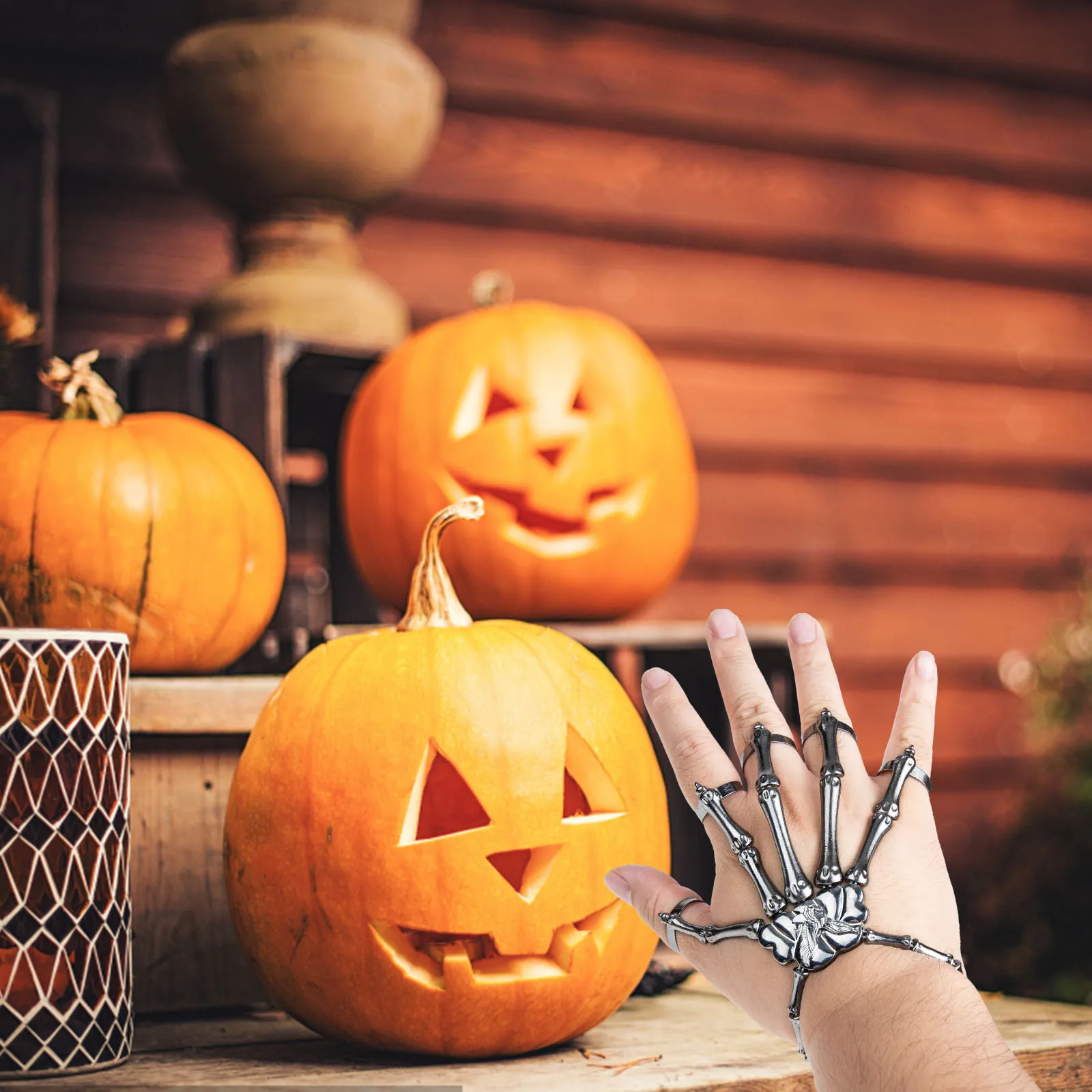 

Hand Bracelet Punk Style Halloween Finger Design Durable Alloy Comfortable Wristband for Men Women Unisex