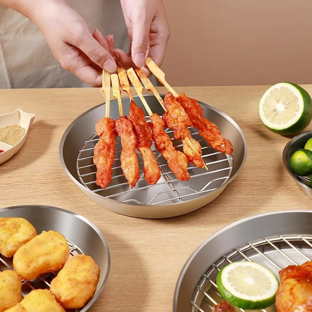 

1pcs 24.7x24.7x3.5cm 304 Stainless Steel BBQ Tray Cooling Rack With Removable Grid Rack For Cake Baking