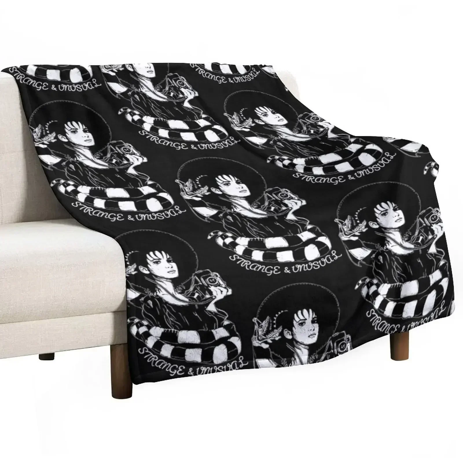 Lydia Deetz Strange and Unusual Gothic Throw Blanket Thermals For Travel warm winter for winter Designers Blankets