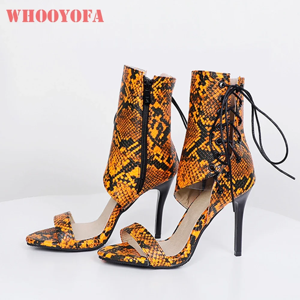 

Brand New Elegant Orange Black Women Sandals Hot Super High Thin Heels Lady Shoes Plus Small Big Size 12 30 43 45 48