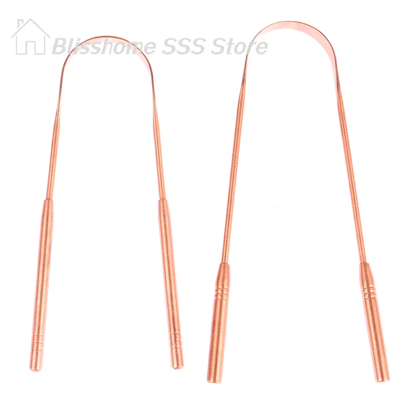 【S】1Pc Copper Tongue Scraper Cleaner Scraper  Toothbrush Dental Oral Care Hygiene Health Care Tool For Men Women reliable