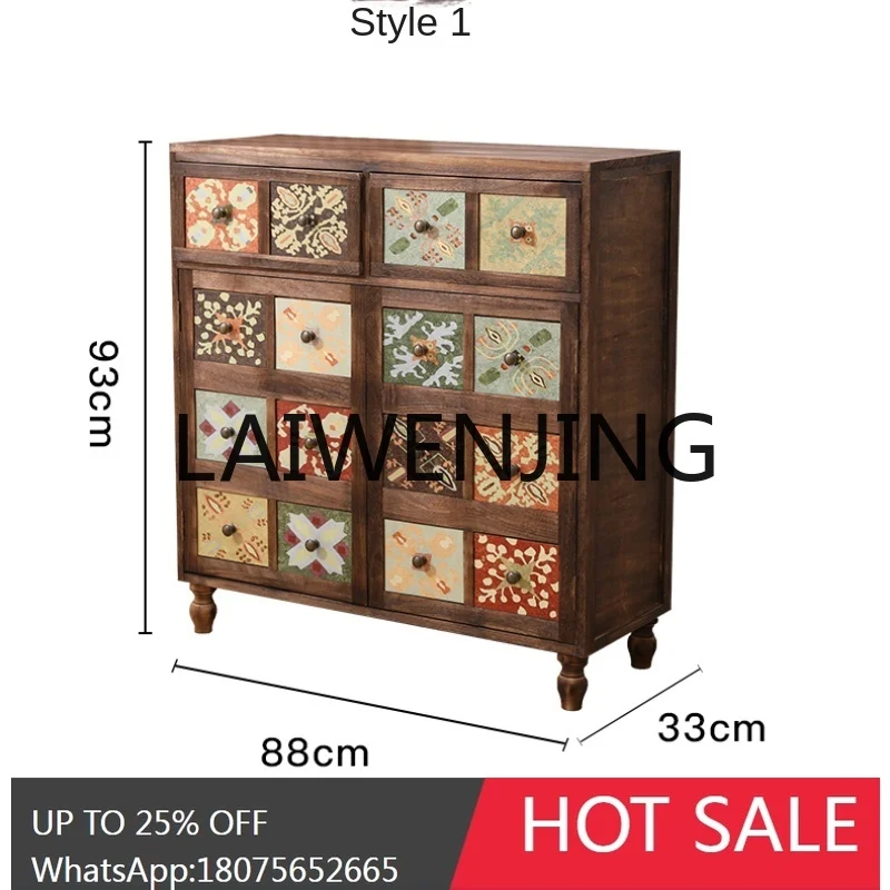 RWJ Solid Wood Shoe Cabinet American Retro Door Shoe Rack Storage Cabinet Living Room Balcony Corridor Locker