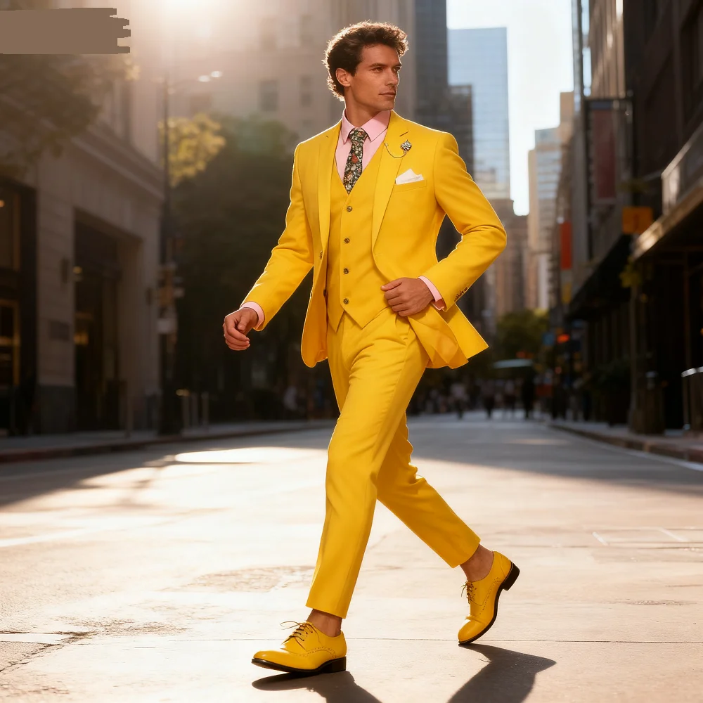 

3 Piece Slim Fit Customized Terno for Men Wedding Groomsmen Elegant Suit Blazer Set for Dance Ball