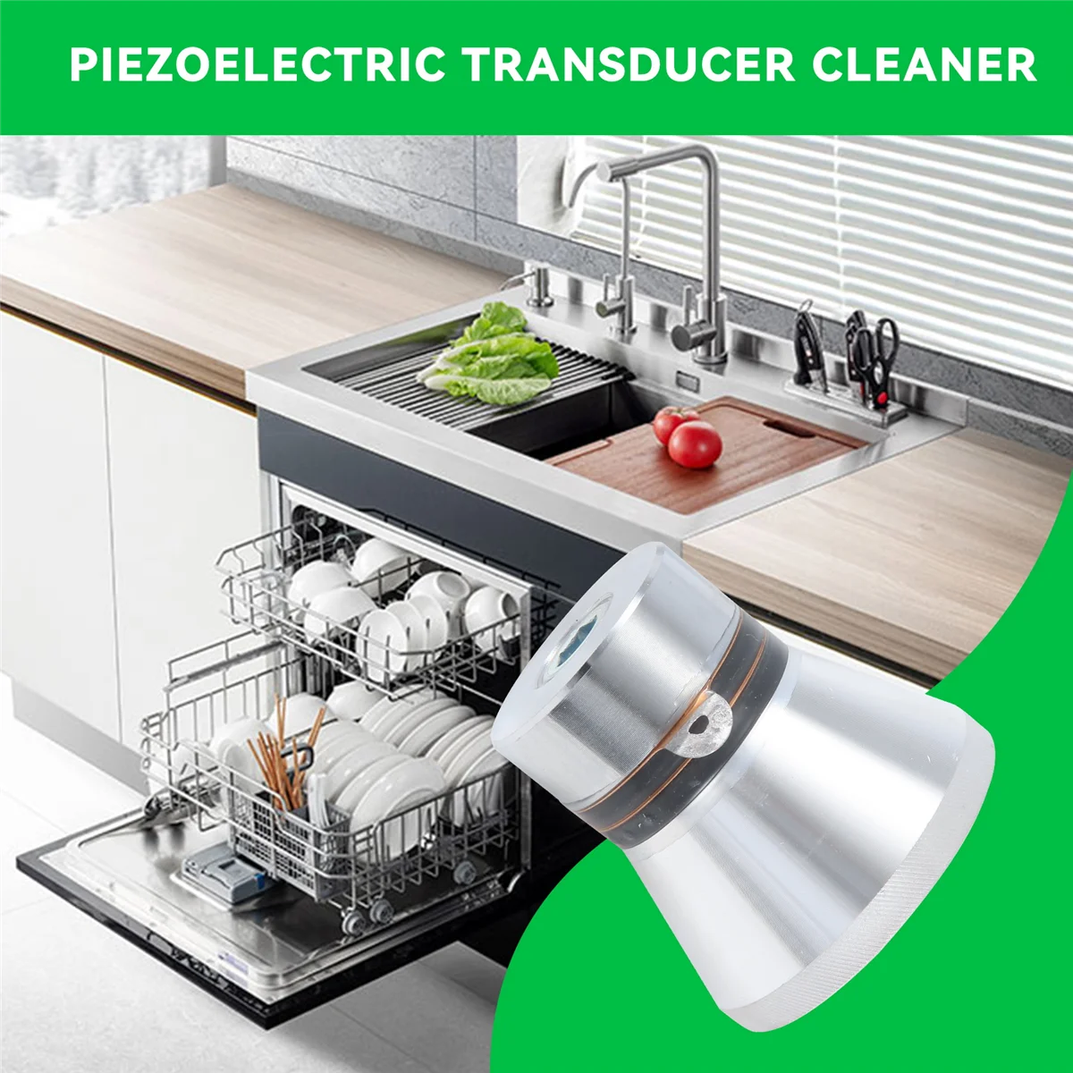 componentes acústicos prateados do líquido de limpeza piezoelétrico ultrassônico do transdutor de 100W 28KHz