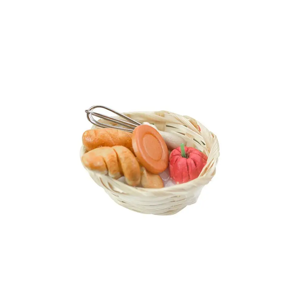 1/12 Dollhouse Miniature Accessories Mini Bread Basket Simulation Kitchen Food Model Toys For Doll House Decoration