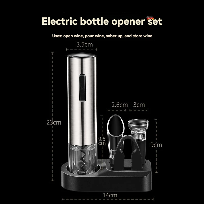 2025 فتاحة النبيذ الكهربائية فتاحة النبيذ المنزلية مفك البراغي فتاحة النبيذ التلقائي بالكامل مجموعة هدايا