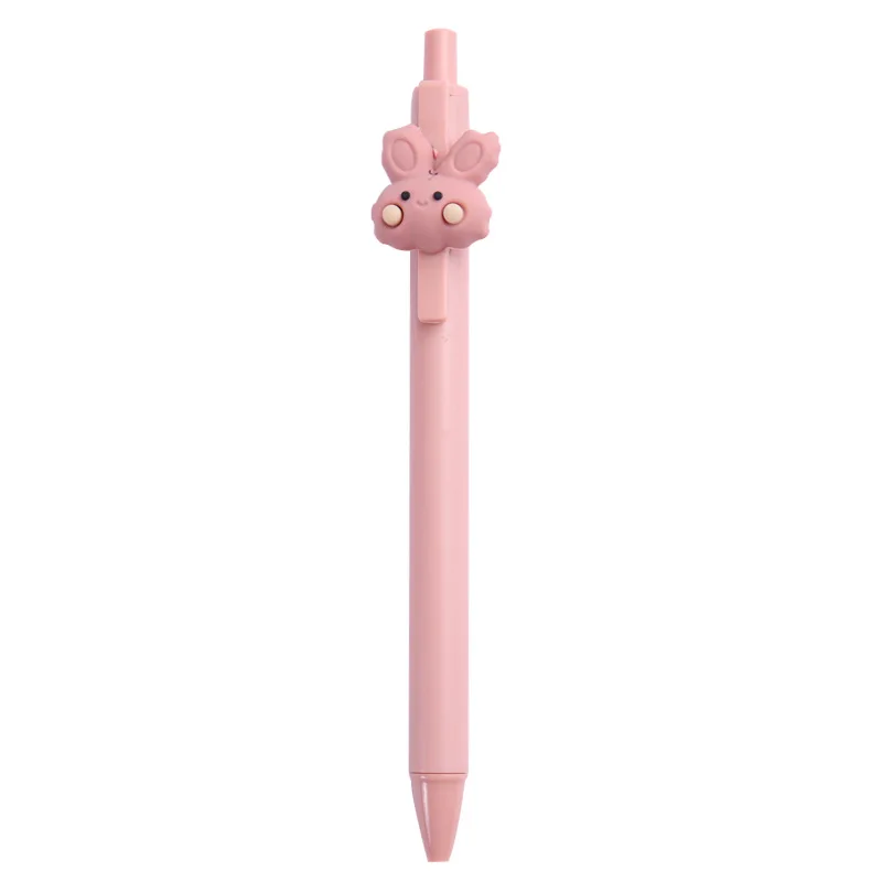 CHEN LIN 5Pcs Cute Sweet Pink Girl and Rabbit Gel Pen Cartoon Press Pen 0.5mm Black School Supplies Stationery Kawaii Funny Pens