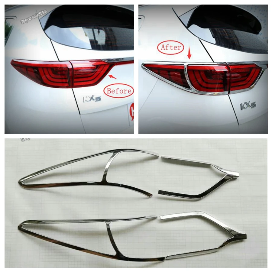 

Rear Trunk Tail Lights Lamps Frame Eyebrow Decoration Cover Trim For KIA Sportage 2016 - 2018 ABS Chrome Exterior Accessories