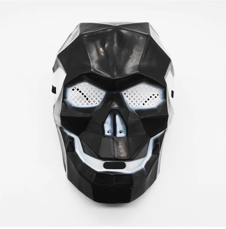Weiße Geometrische Linienmaske Rittermaske Zombie-Feldmaske Totenkopf-Krieger-Gesichtsmaske Amerikanische Häuptlings-Totenkopfmaske mit Großem Mund CS-Ausrüstung – Detail 10