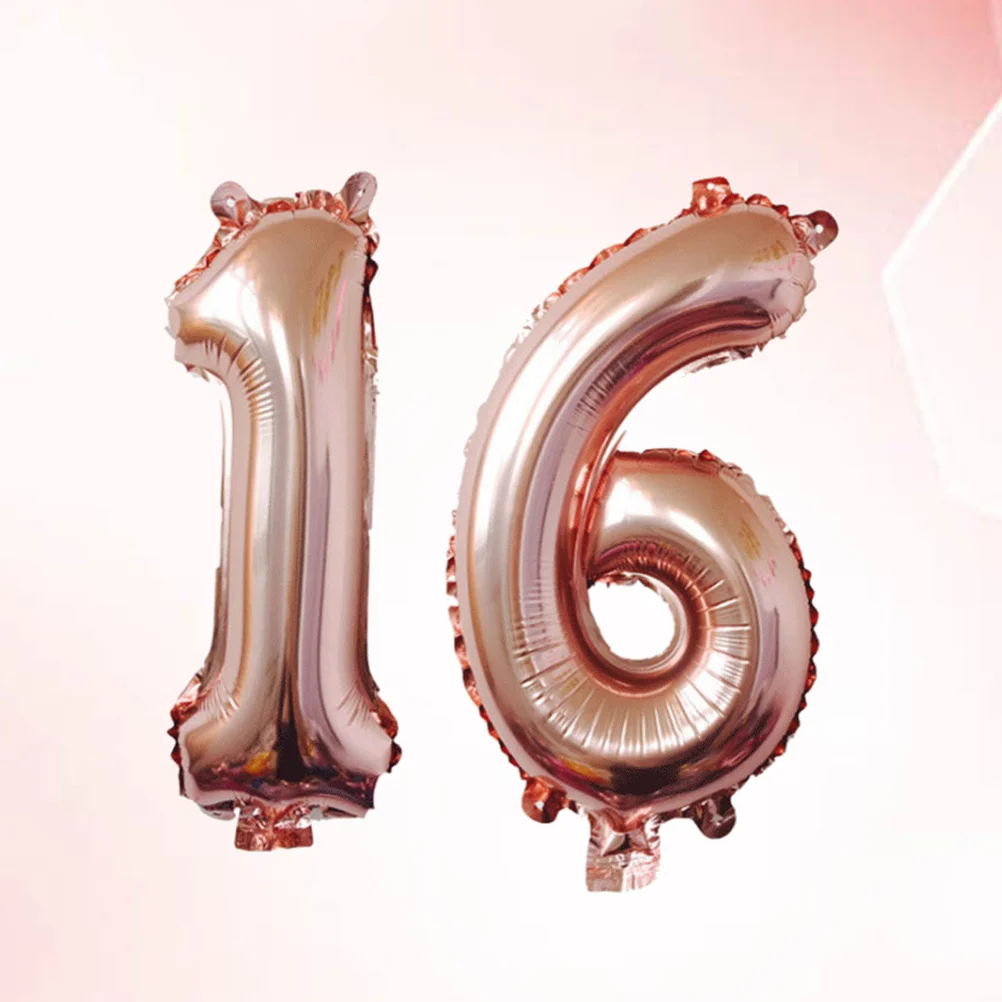 

40 Inch Rose Gold Number 16 Balloon Jumbo Foil Decorative Party Balloons for Anniversary Festival School Class Party Supplies