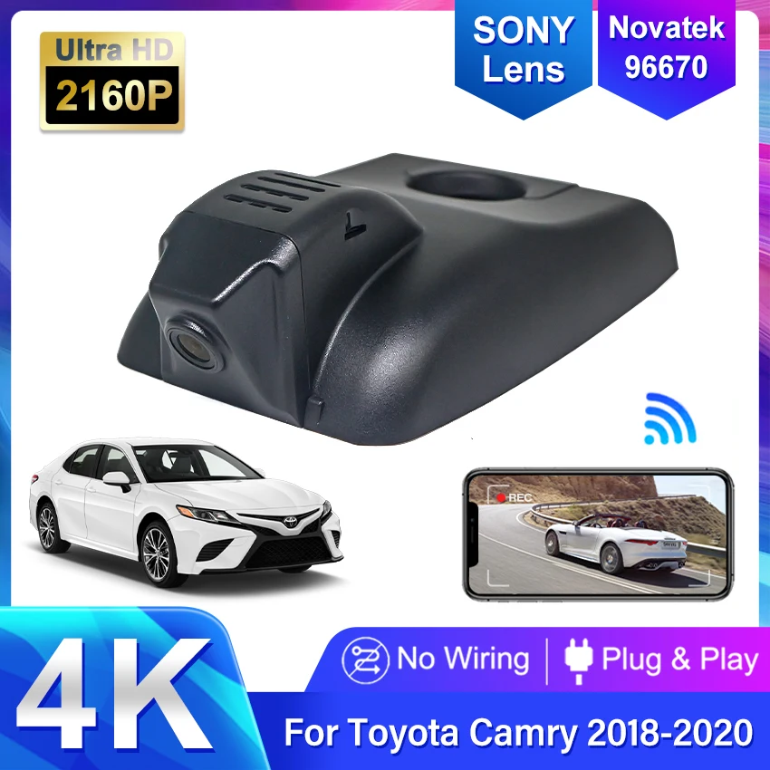 

Plug and Play Car Dvr Dash Cam Recorder Dual Lens Rearview For Toyota Camry XV70 2018 2019 2020 Wifi DVR 4K HD 2160P Dash Camera