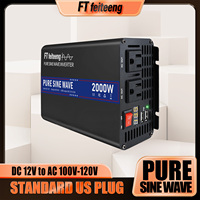 FT feiteeng 2000W Pure Sine Wave Inverter 12V To 110V AC Converter With USB Port For Home Car RV Solar Power System
