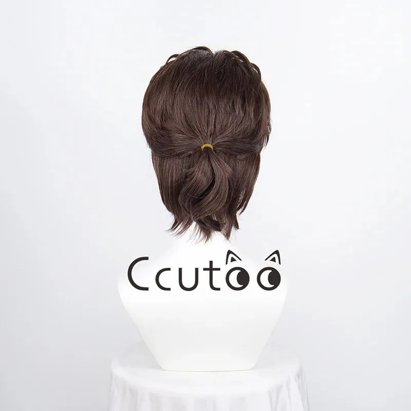 Zizi 2025 ميتال جير الصلبة: Big Boss المحمولة Ops تأثيري الباروكات قصيرة الرجال براون رمادي الشعر الاصطناعية + Eyepatch + غطاء شعر مستعار مجاني