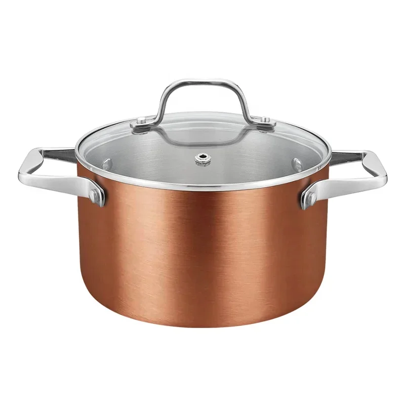 9Pcs Multifunctional 304 Triply Copper Stainless Steel Cooking Pot Sets Nonstick Cookware Set