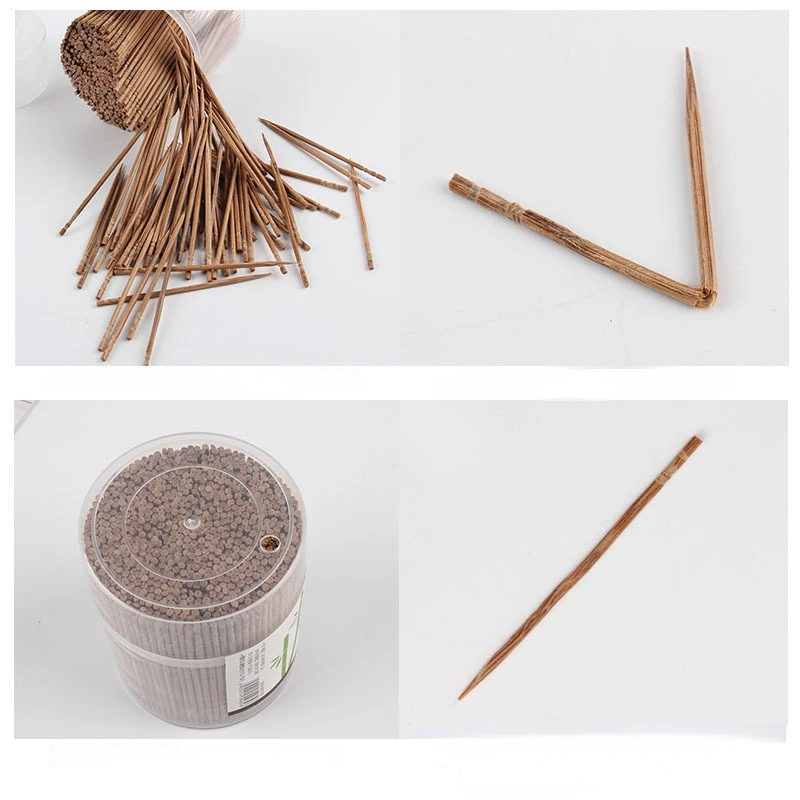 800Pcs/box Disposable Carbonized Bamboo Toothpicks Eco-friendlySingle Head Tooth Picks Portable Kitchen BBQ Fruit Toothpicks