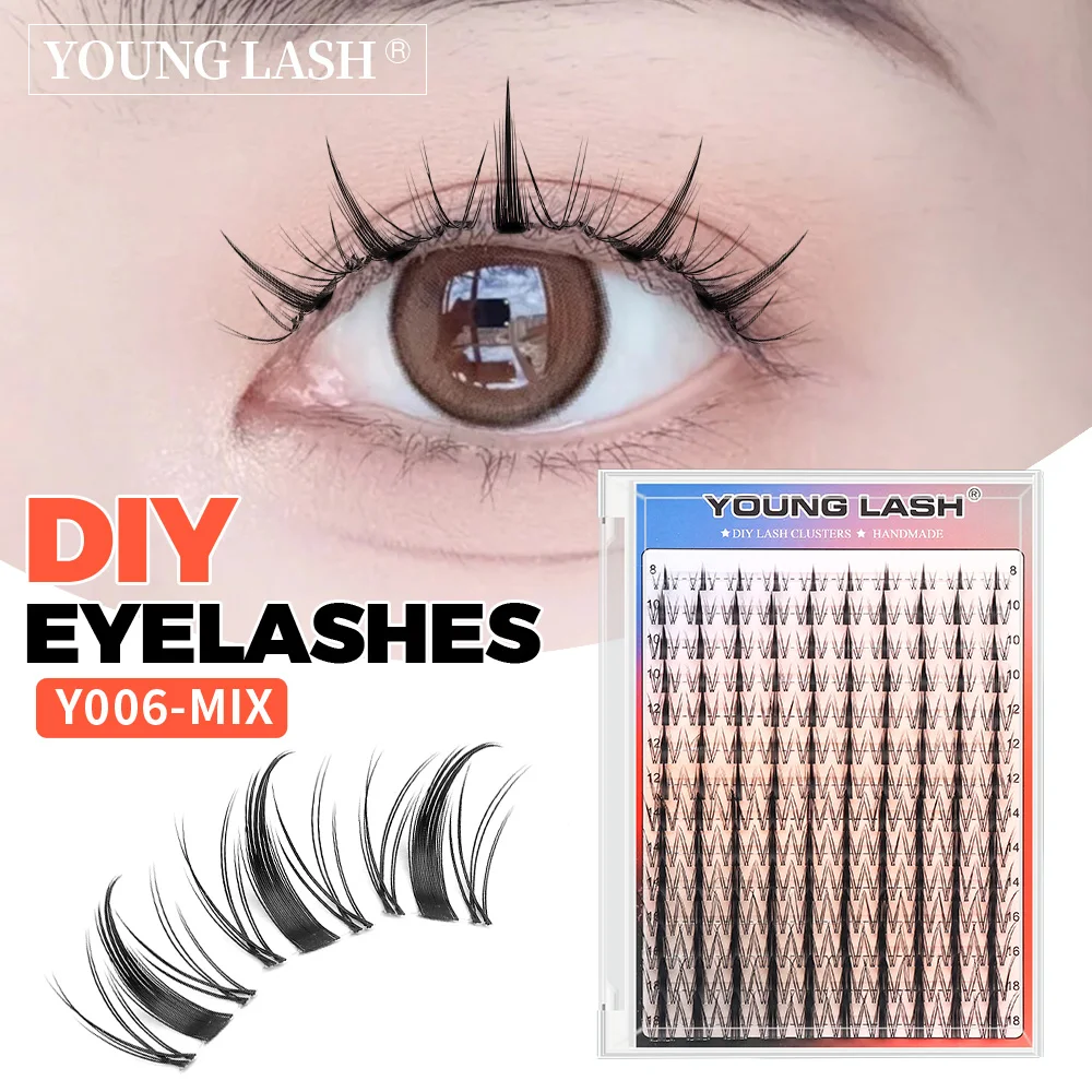 

Hot Selling Easy Wear Individual Eyelashes Extensions Cluster Kit DIY Lashes Cat Eye Private Label Segment Transparent Root Lash