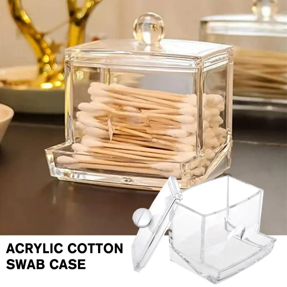 Acrylic Cotton Swab Transparent Bathroom Kitchen Dispenser Storage Home Storage Cotton Tooothstick Holder Box Swab Organizer