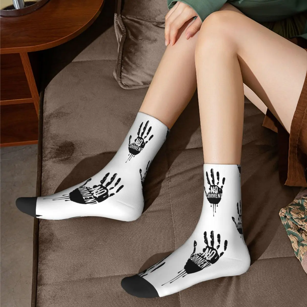 No Comment Graffiti Socks Male Mens Women Autumn Stockings Hip Hop image 4