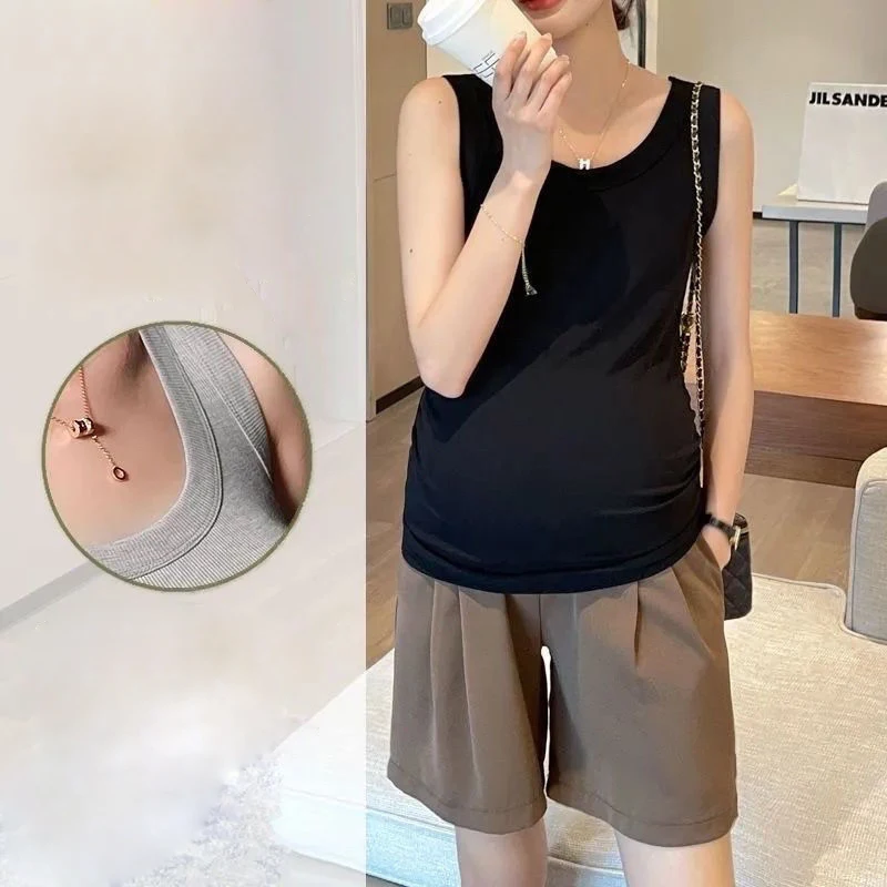 

Maternity T-shirt Pregnant Tees Woman T-Shirt Blouse Women Solid Sleeve less Casual Tops Fashion O-neck T Shirt Maternity Tops