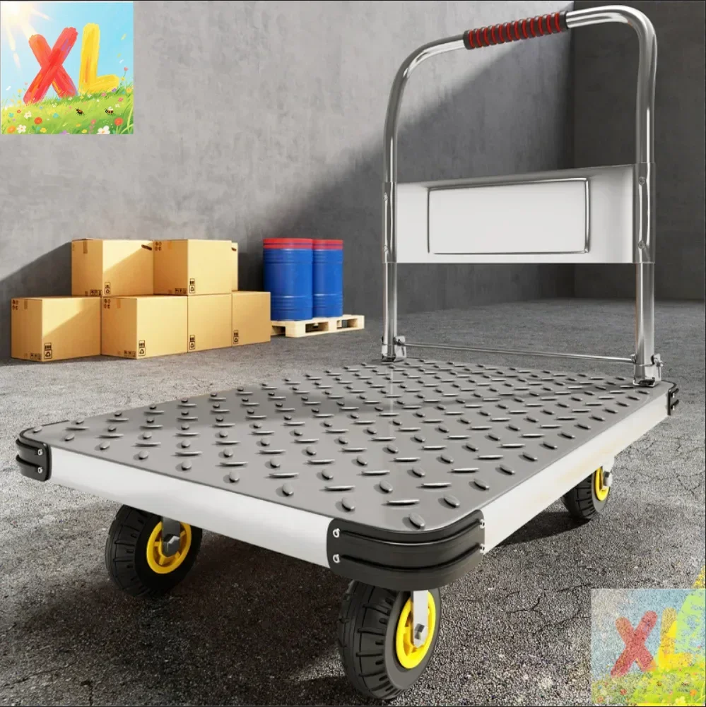 鋼板トロリー、四輪サイレントトラック、エクスプレス牽引フラットベッドカート、小型カート折りたたみトレーラー、プッシュアンドプルトロリー