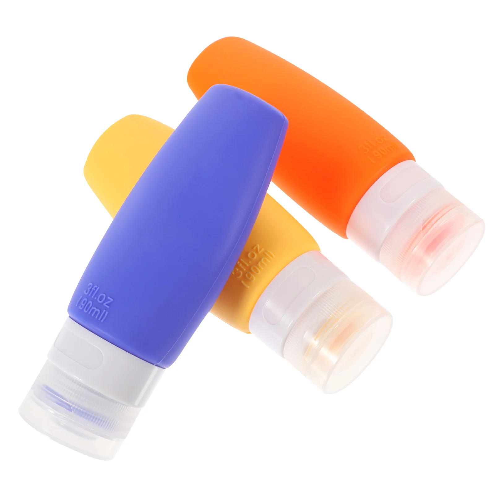 3 قطع من زجاجات السفر المصنوعة من السيليكون، حاويات أدوات الزينة القابلة لإعادة الملء، 90 مل، مدمجة لوشن شامبو السفر في الهواء الطلق