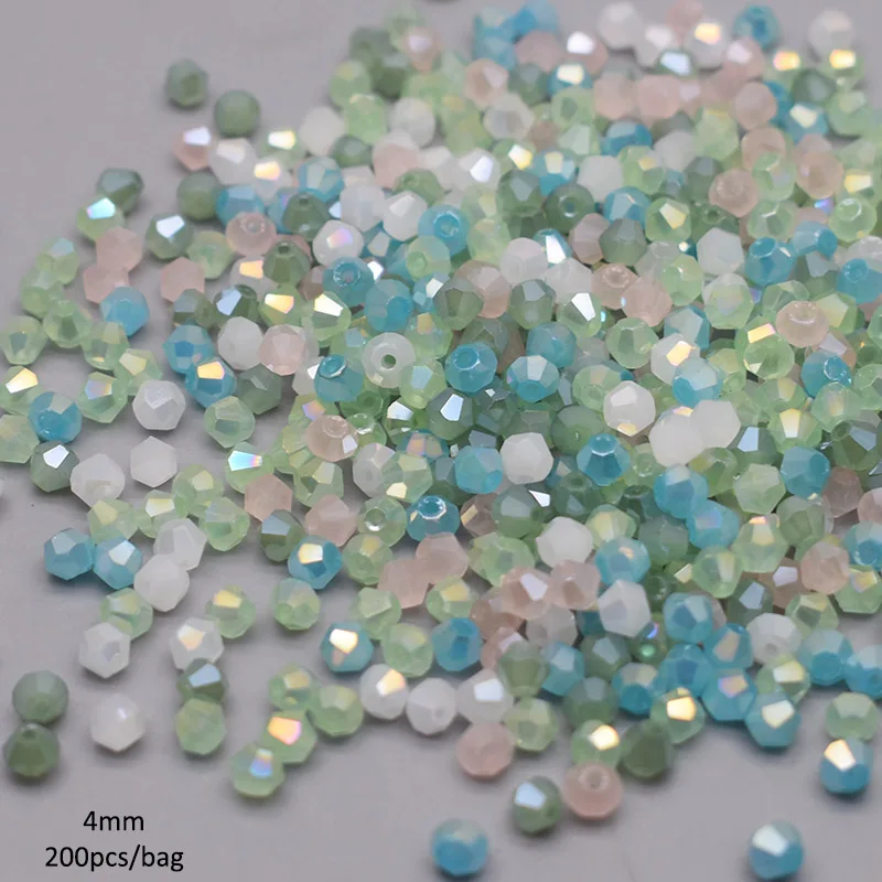 4mm 200pcs/bag New Color Bicone Crystal Glass Beads Loose Spacer Beads Austria Faceted Crystal Beads For Jewelry Making DIY