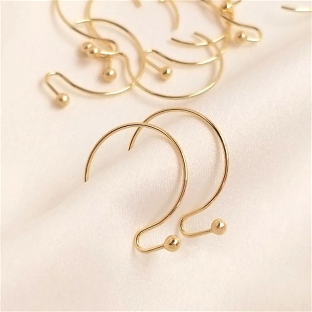 

14K Gold-Color Real Gold-plated Semi-round C-shaped Ear Hooks DIY Handmade Earrings Materials Jewelry Accessories E057