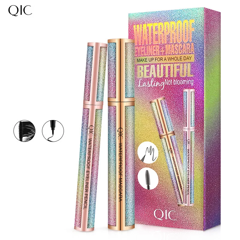 Zestaw Starry Sky 2 szt. Tusz do rzęs 4D i płynny eyeliner, wodoodporny, odporny na pot, nie rozmazuje się, długotrwały, szybkoschnący, prezent do makijażu