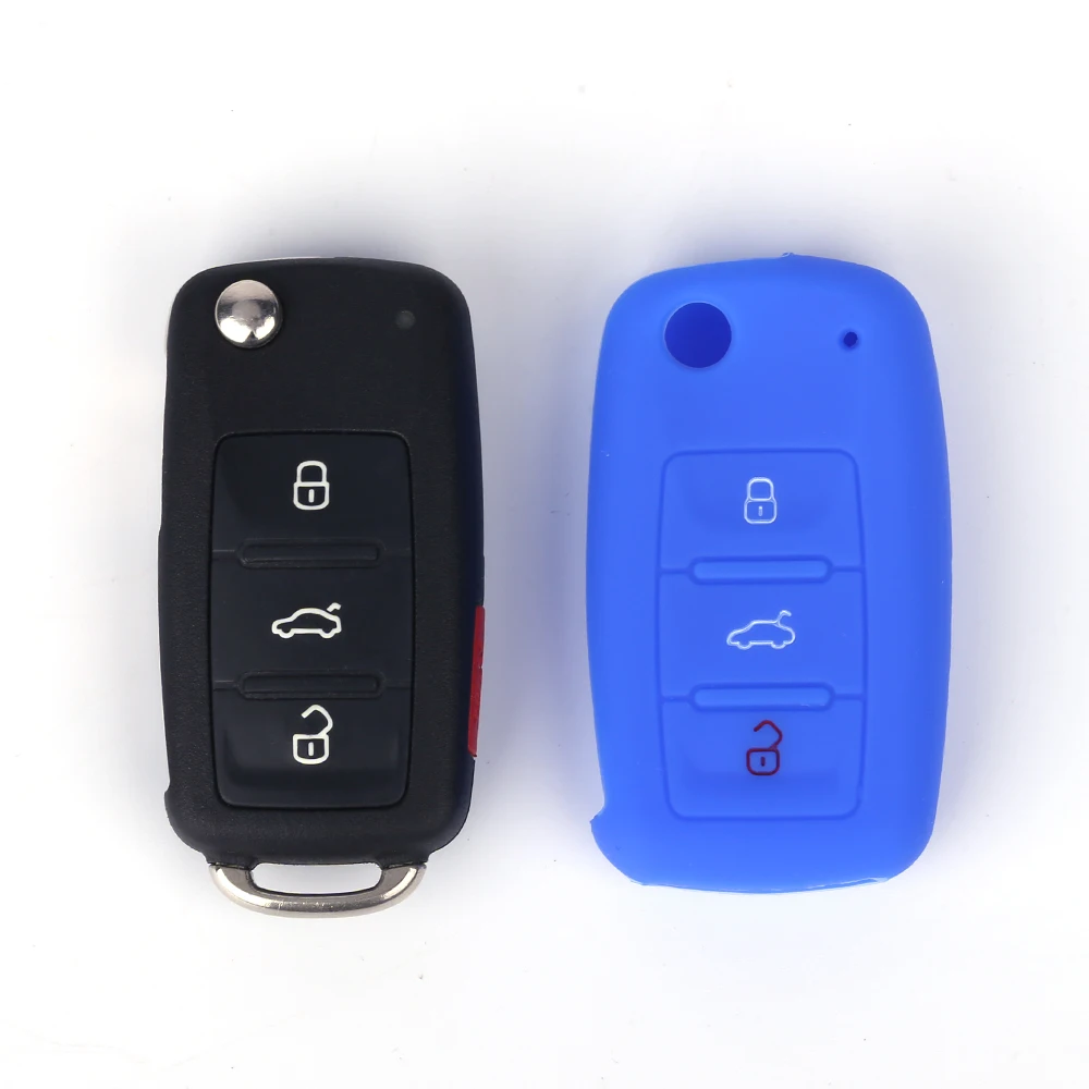 Car Case For Volkswagen Polo Golf Passat Beetle Caddy T5 Eos Tiguan Skoda Silicone Case Cover Keychain Car Accessories