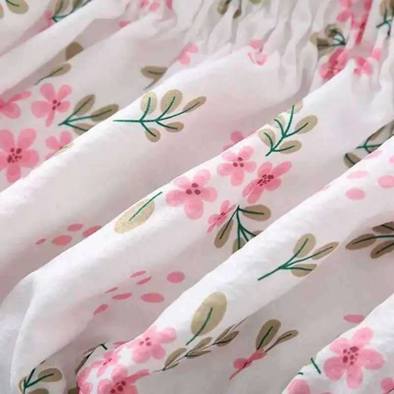 Sweet Broken Flower Slash Neck Women Blouse Agaric Edge Pleat Design Slim Elastic Waist Cropped Top Cute Chiffon T-Shirt Summer