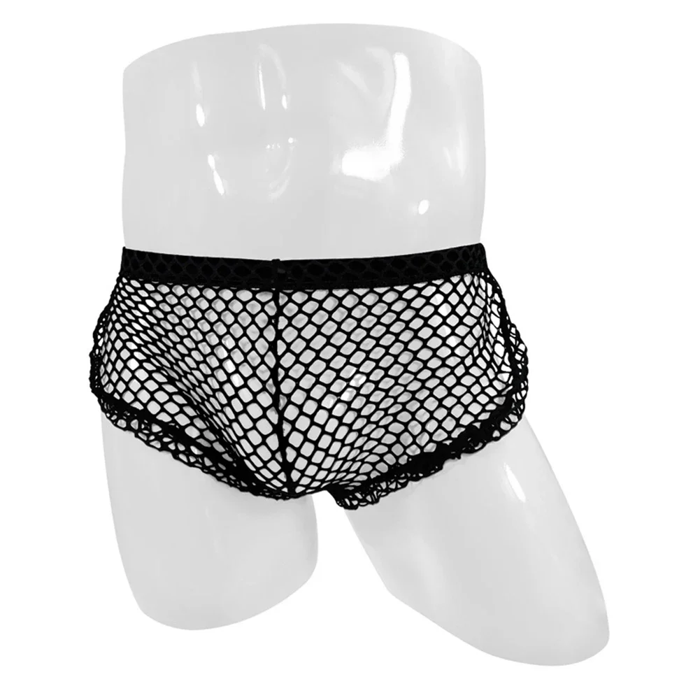 

Classic Male Underwear Low Waist Briefs Comfortable Wear Lightweight Boxer Style Convex Mesh Pouch Underwear Hollow Briefs