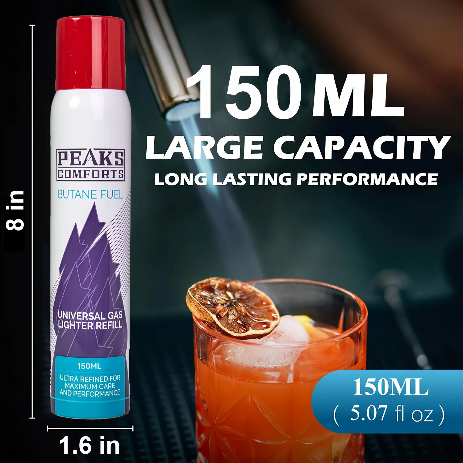 Premium Butane Fuel Replacement Canisters Refill Fluid 150ml/Cans, Without Battery