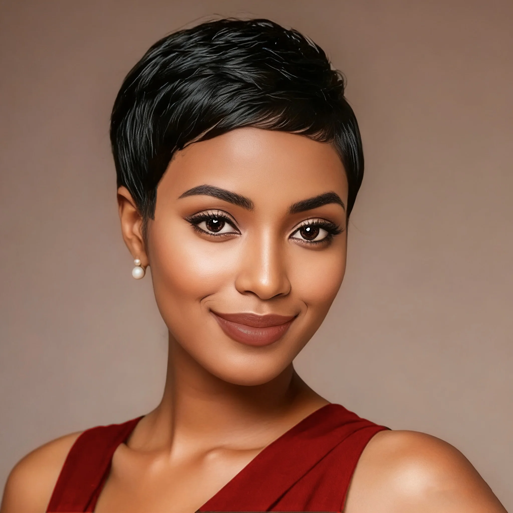 شعر مستعار قصير بقص عابث للنساء ذوات البشرة السمراء 1b/99J/4 # /30 #   شعر مستعار ملون مصنوع آليًا بالكامل