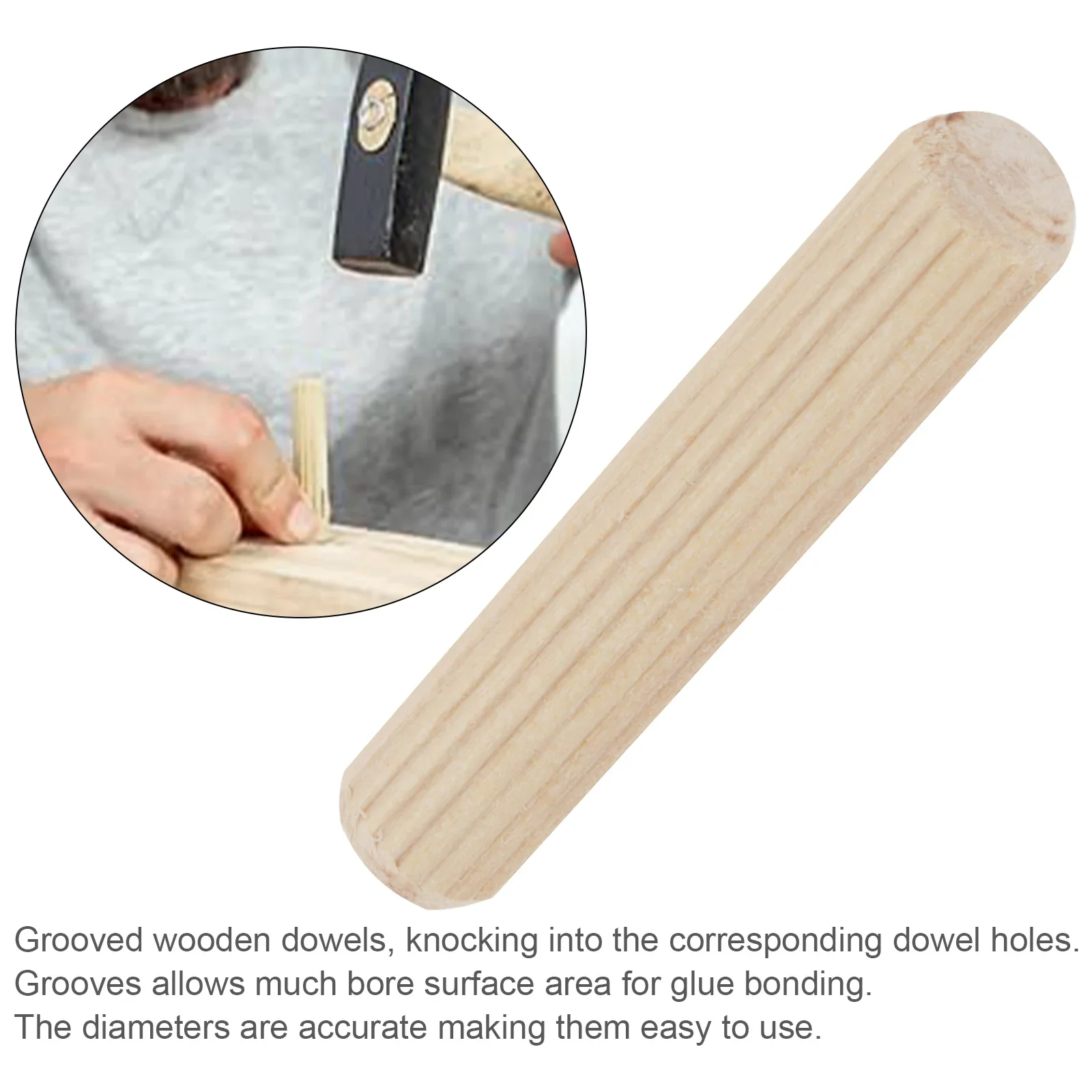 10pcs Wooden Dowels Hard Wood Grooved Plugs Furniture Woodwork Grooved Fluted Pin Craft Carpentry Woodworking Doweling Jig Kit